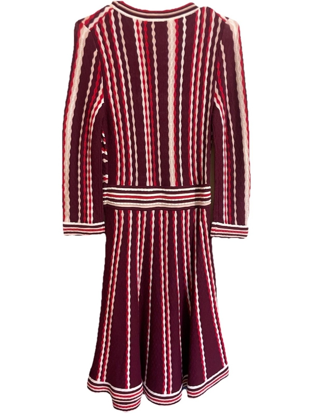 Kate Spade NY Striped Crimson-berry Sweater Dress Glendale Street Pleated - Picture 3 of 6